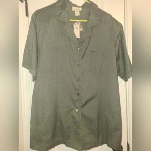 Avenue Olive Casual Button Down  Shirt